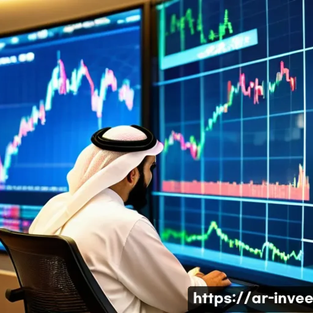 팩터 투자에서의 실시간 데이터 활용 - A sophisticated financial analyst in traditional Middle Eastern attire, sitting in a modern, high-te...
