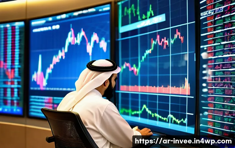 팩터 투자에서의 실시간 데이터 활용 - A sophisticated financial analyst in traditional Middle Eastern attire, sitting in a modern, high-te...