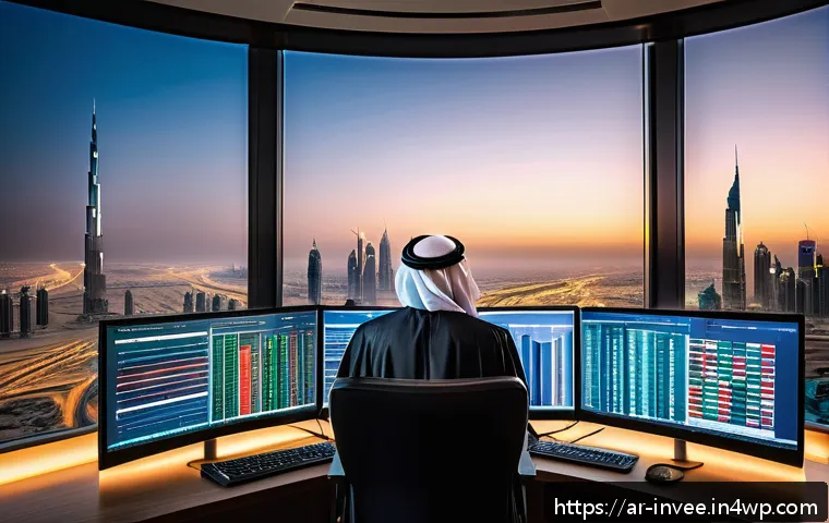 팩터 투자에서의 대안 투자 접근법 - A sophisticated Middle Eastern financial analyst in traditional attire, seated at a modern desk in a...