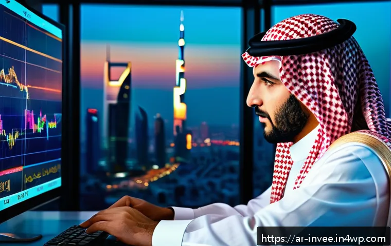 다양한 팩터 투자 전략의 성공 사례 - A modern Arab financial analyst in a sleek office overlooking a bustling Middle Eastern city skyline...