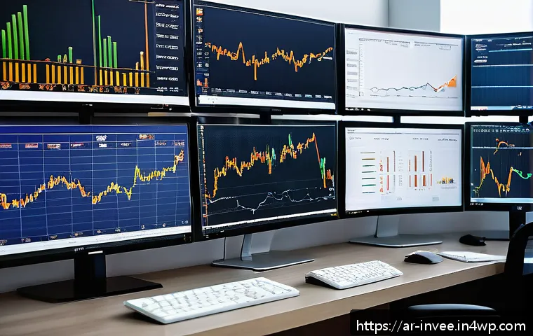 팩터 투자에서의 주식 선택 기준 - A detailed financial analyst workspace set in a modern Middle Eastern office, featuring an Arabic-la...